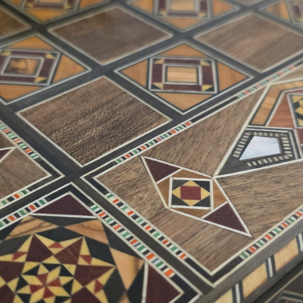 Handcrafted Damascene Backgammon & Chess Board (40cm)