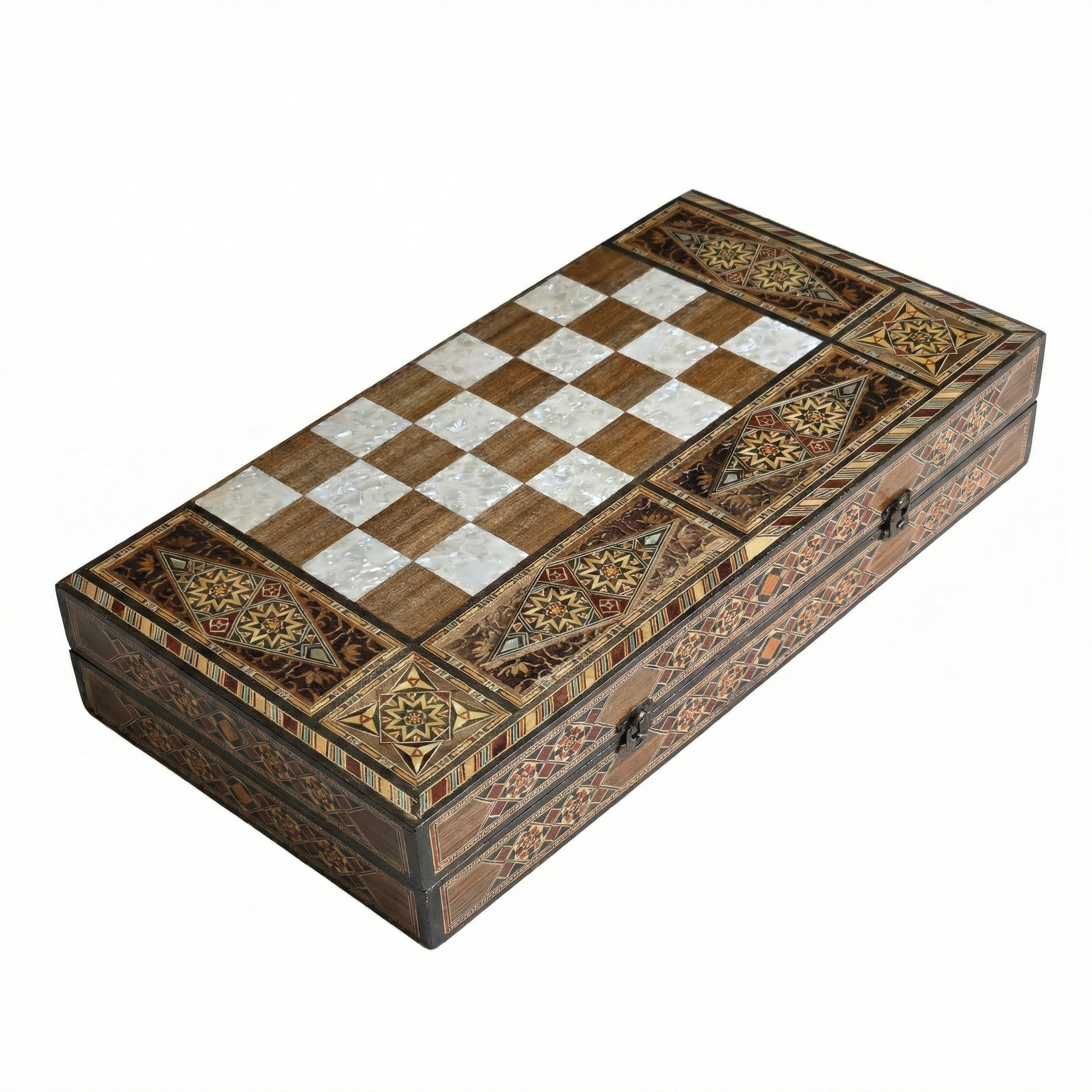 Handcrafted Damascene Backgammon & Chess Board (50cm)