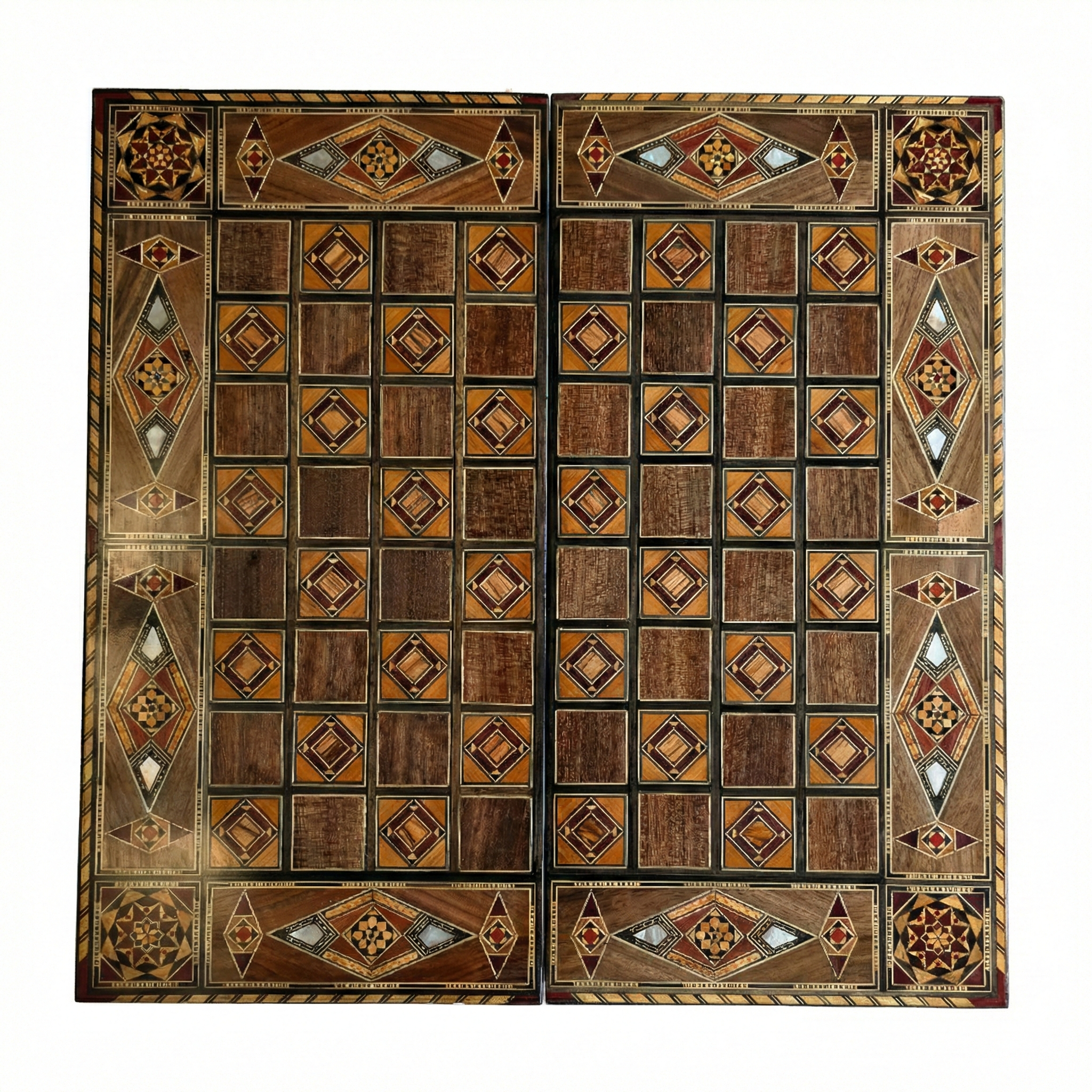 Handcrafted Damascene Backgammon & Chess Board (40cm)