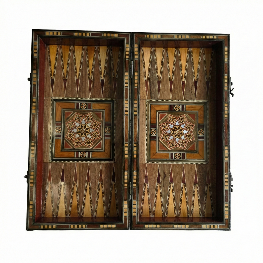 Handcrafted Damascene Backgammon & Chess Board (40cm)